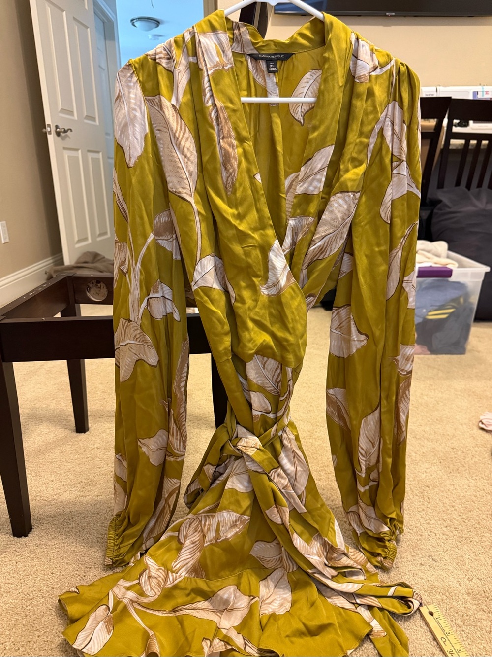 Banana Republic Olive Green Floral Wrap Dress